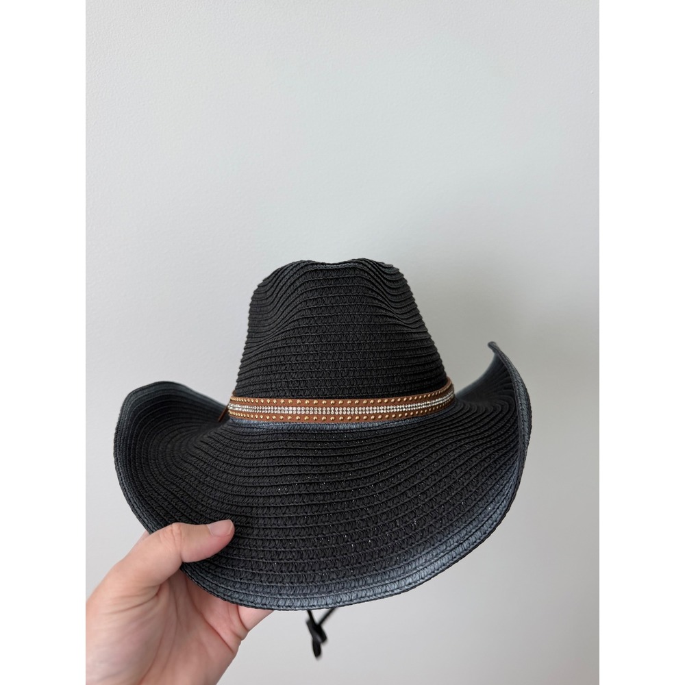 Women's Straw Cowgirl Hat – Black – One Size – New - Picture 3 of 4